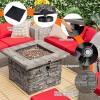 imageGiantex 345quot Propane Gas Fire Pit Table  Patio 2in1 Outdoor Square Fire Table WVolcanic Rock ampamp PVC Cover Stainless Steel Burner 50000 BTU Heat Output Faux Stone Surface Outside Fireplace