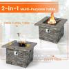 imageGiantex 345quot Propane Gas Fire Pit Table  Patio 2in1 Outdoor Square Fire Table WVolcanic Rock ampamp PVC Cover Stainless Steel Burner 50000 BTU Heat Output Faux Stone Surface Outside Fireplace