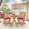 imageGiantex 3Pcs Patio Bistro Set Wood Folding Table Set 2 Cushioned Chairs for Garden Yard Outdoor Furniture Round Table Natural ampamp Navy BlueNatural  Red