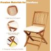 imageGiantex 3Pcs Patio Bistro Set Wood Folding Table Set 2 Cushioned Chairs for Garden Yard Outdoor Furniture Round Table Natural ampamp Navy BlueNatural  Beige
