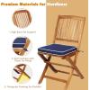 imageGiantex 3Pcs Patio Bistro Set Wood Folding Table Set 2 Cushioned Chairs for Garden Yard Outdoor Furniture Round Table Natural ampamp Navy BlueNatural  Navy Blue