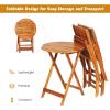 imageGiantex 3Pcs Patio Bistro Set Wood Folding Table Set 2 Cushioned Chairs for Garden Yard Outdoor Furniture Round Table Natural ampamp Navy BlueNatural  Red