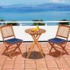 imageGiantex 3Pcs Patio Bistro Set Wood Folding Table Set 2 Cushioned Chairs for Garden Yard Outdoor Furniture Round Table Natural ampamp Navy BlueNatural  Navy Blue