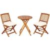 imageGiantex 3Pcs Patio Bistro Set Wood Folding Table Set 2 Cushioned Chairs for Garden Yard Outdoor Furniture Round Table Natural ampamp Navy BlueNatural  Beige