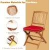 imageGiantex 3Pcs Patio Bistro Set Wood Folding Table Set 2 Cushioned Chairs for Garden Yard Outdoor Furniture Round Table Natural ampamp Navy BlueNatural  Red
