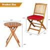 imageGiantex 3Pcs Patio Bistro Set Wood Folding Table Set 2 Cushioned Chairs for Garden Yard Outdoor Furniture Round Table Natural ampamp Navy BlueNatural  Red