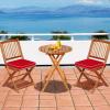 imageGiantex 3Pcs Patio Bistro Set Wood Folding Table Set 2 Cushioned Chairs for Garden Yard Outdoor Furniture Round Table Natural ampamp Navy BlueNatural  Red