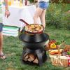 imageGiantex 3in1 Outdoor Fire Pit 20quot Wood Burning Fire Pits with Removable Wok Ring Ash Pan ampamp Storage Shelf OxygenEnriched Burning HeavyDuty Portable Fire Bowl for Camping Backyard Patio BBQ