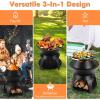 imageGiantex 3in1 Outdoor Fire Pit 20quot Wood Burning Fire Pits with Removable Wok Ring Ash Pan ampamp Storage Shelf OxygenEnriched Burning HeavyDuty Portable Fire Bowl for Camping Backyard Patio BBQ