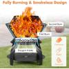imageGiantex 3in1 Outdoor Fire Pit 20quot Wood Burning Fire Pits with Removable Wok Ring Ash Pan ampamp Storage Shelf OxygenEnriched Burning HeavyDuty Portable Fire Bowl for Camping Backyard Patio BBQ