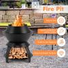 imageGiantex 3in1 Outdoor Fire Pit 20quot Wood Burning Fire Pits with Removable Wok Ring Ash Pan ampamp Storage Shelf OxygenEnriched Burning HeavyDuty Portable Fire Bowl for Camping Backyard Patio BBQ