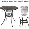 imageGiantex 3pcs Bistro Table Set Cast Aluminum Outdoor Patio Furniture Set Round Table WRemovable Ice Bucket 2 Chairs Antique Garden Furniture Weather Resistant Antique BronzeBronze