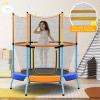 imageGiantex 48quot Trampoline for Kids ampamp Toddlers Safety Enclosure Net Max Load 265 Lbs IndoorOutdoor Small Trampoline Gifts for Boys ampamp Girls Aged 36Blue Orange