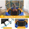 imageGiantex 48quot Trampoline for Kids ampamp Toddlers Safety Enclosure Net Max Load 265 Lbs IndoorOutdoor Small Trampoline Gifts for Boys ampamp Girls Aged 36Blue Orange