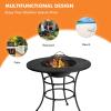 imageGiantex 4In1 Fire Pit Dining Table 32quot Fire Bowl for Outside Wood Burning Fireplaces with Cover Fire Poker Grill Grate Patio Dining Table for Camping Picnic Yard Metal Round Outdoor Fire Pit