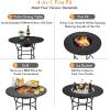 imageGiantex 4In1 Fire Pit Dining Table 32quot Fire Bowl for Outside Wood Burning Fireplaces with Cover Fire Poker Grill Grate Patio Dining Table for Camping Picnic Yard Metal Round Outdoor Fire Pit