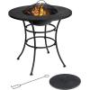 imageGiantex 4In1 Fire Pit Dining Table 32quot Fire Bowl for Outside Wood Burning Fireplaces with Cover Fire Poker Grill Grate Patio Dining Table for Camping Picnic Yard Metal Round Outdoor Fire Pit