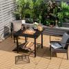 imageGiantex 4in1 Wood Burning Fire Pit Square Firepit Table with Mesh Cover Removable Lid Cooking Grate Log Grate and Fire Poker Outdoor Fire Table for Garden Poolside Balcony