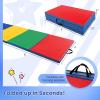 imageGiantex 4x10x 2quot Gymnastics Mat 4Panel Folding Aerobics Exercise Mat wHook ampamp Loop Fastener Carrying Handle Portable Tumbling Mat for Stretching Yoga Cheerleading Martial ArtsRainbow