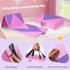 imageGiantex 4x10x 2quot Gymnastics Mat 4Panel Folding Aerobics Exercise Mat wHook ampamp Loop Fastener Carrying Handle Portable Tumbling Mat for Stretching Yoga Cheerleading Martial ArtsPinkPurple