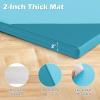 imageGiantex 4x10x 2quot Gymnastics Mat 4Panel Folding Aerobics Exercise Mat wHook ampamp Loop Fastener Carrying Handle Portable Tumbling Mat for Stretching Yoga Cheerleading Martial ArtsLight BlueBlue