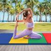 imageGiantex 4x10x 2quot Gymnastics Mat 4Panel Folding Aerobics Exercise Mat wHook ampamp Loop Fastener Carrying Handle Portable Tumbling Mat for Stretching Yoga Cheerleading Martial ArtsRainbow