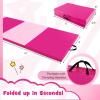 imageGiantex 4x10x 2quot Gymnastics Mat 4Panel Folding Aerobics Exercise Mat wHook ampamp Loop Fastener Carrying Handle Portable Tumbling Mat for Stretching Yoga Cheerleading Martial ArtsLight PinkPink