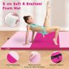 imageGiantex 4x10x 2quot Gymnastics Mat 4Panel Folding Aerobics Exercise Mat wHook ampamp Loop Fastener Carrying Handle Portable Tumbling Mat for Stretching Yoga Cheerleading Martial ArtsLight PinkPink