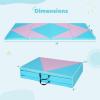 imageGiantex 4x10x 2quot Gymnastics Mat 4Panel Folding Aerobics Exercise Mat wHook ampamp Loop Fastener Carrying Handle Portable Tumbling Mat for Stretching Yoga Cheerleading Martial ArtsPinkLight Blue