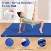 imageGiantex 4x10x 2quot Gymnastics Mat 4Panel Folding Aerobics Exercise Mat wHook ampamp Loop Fastener Carrying Handle Portable Tumbling Mat for Stretching Yoga Cheerleading Martial ArtsBlue