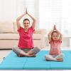 imageGiantex 4x10x 2quot Gymnastics Mat 4Panel Folding Aerobics Exercise Mat wHook ampamp Loop Fastener Carrying Handle Portable Tumbling Mat for Stretching Yoga Cheerleading Martial ArtsLight Blue