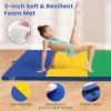 imageGiantex 4x10x 2quot Gymnastics Mat 4Panel Folding Aerobics Exercise Mat wHook ampamp Loop Fastener Carrying Handle Portable Tumbling Mat for Stretching Yoga Cheerleading Martial ArtsRainbow