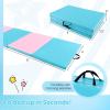 imageGiantex 4x10x 2quot Gymnastics Mat 4Panel Folding Aerobics Exercise Mat wHook ampamp Loop Fastener Carrying Handle Portable Tumbling Mat for Stretching Yoga Cheerleading Martial ArtsBluePink