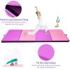 imageGiantex 4x10x 2quot Gymnastics Mat 4Panel Folding Aerobics Exercise Mat wHook ampamp Loop Fastener Carrying Handle Portable Tumbling Mat for Stretching Yoga Cheerleading Martial ArtsPurplePink
