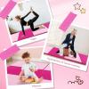 imageGiantex 4x10x 2quot Gymnastics Mat 4Panel Folding Aerobics Exercise Mat wHook ampamp Loop Fastener Carrying Handle Portable Tumbling Mat for Stretching Yoga Cheerleading Martial ArtsLight PinkPink