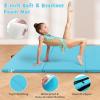 imageGiantex 4x10x 2quot Gymnastics Mat 4Panel Folding Aerobics Exercise Mat wHook ampamp Loop Fastener Carrying Handle Portable Tumbling Mat for Stretching Yoga Cheerleading Martial ArtsLight Blue