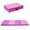 imageGiantex 4x10x 2quot Gymnastics Mat 4Panel Folding Aerobics Exercise Mat wHook ampamp Loop Fastener Carrying Handle Portable Tumbling Mat for Stretching Yoga Cheerleading Martial ArtsPurplePink