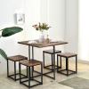 imageGiantex 5 Piece Dining Table Set Dining Set for 4 with Square Stools Small Kitchen Table Set with Metal Frame Compact Design for Small Space Home Kitchen Bar Pub ApartmentWalnut  Black