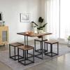 imageGiantex 5 Piece Dining Table Set Dining Set for 4 with Square Stools Small Kitchen Table Set with Metal Frame Compact Design for Small Space Home Kitchen Bar Pub ApartmentWalnut  Black