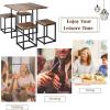 imageGiantex 5 Piece Dining Table Set Dining Set for 4 with Square Stools Small Kitchen Table Set with Metal Frame Compact Design for Small Space Home Kitchen Bar Pub ApartmentWalnut  Black