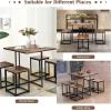 imageGiantex 5 Piece Dining Table Set Dining Set for 4 with Square Stools Small Kitchen Table Set with Metal Frame Compact Design for Small Space Home Kitchen Bar Pub ApartmentWalnut  Black
