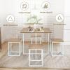 imageGiantex 5 Piece Dining Table Set Dining Set for 4 with Square Stools Small Kitchen Table Set with Metal Frame Compact Design for Small Space Home Kitchen Bar Pub ApartmentBeige  White