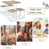 imageGiantex 5 Piece Dining Table Set Dining Set for 4 with Square Stools Small Kitchen Table Set with Metal Frame Compact Design for Small Space Home Kitchen Bar Pub ApartmentBeige  White
