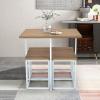 imageGiantex 5 Piece Dining Table Set Dining Set for 4 with Square Stools Small Kitchen Table Set with Metal Frame Compact Design for Small Space Home Kitchen Bar Pub ApartmentBeige  White