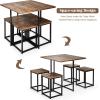 imageGiantex 5 Piece Dining Table Set Dining Set for 4 with Square Stools Small Kitchen Table Set with Metal Frame Compact Design for Small Space Home Kitchen Bar Pub ApartmentWalnut  Black