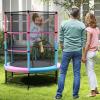 imageGiantex 55 Mini Kids Trampoline With Safety Enclosure Net ASTM Approved NoGap Safe Design Easy to Assemble 46 Ft Outdoor Indoor Small ToddlerPinkBlue