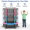 imageGiantex 55 Mini Kids Trampoline With Safety Enclosure Net ASTM Approved NoGap Safe Design Easy to Assemble 46 Ft Outdoor Indoor Small ToddlerPinkBlue