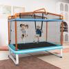 imageGiantex 6Ft Rectangle Trampoline with Swing ASTM Approved Mini Kids Trampoline with Net Horizontal Bar LShaped 2 Way Zippers Indoor Outdoor Small Recreational Trampoline for Toddler Age 3Blue Orange