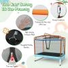 imageGiantex 6Ft Rectangle Trampoline with Swing ASTM Approved Mini Kids Trampoline with Net Horizontal Bar LShaped 2 Way Zippers Indoor Outdoor Small Recreational Trampoline for Toddler Age 3Blue Orange