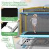 imageGiantex 6Ft Rectangle Trampoline with Swing ASTM Approved Mini Kids Trampoline with Net Horizontal Bar LShaped 2 Way Zippers Indoor Outdoor Small Recreational Trampoline for Toddler Age 3Blue Yellow